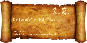 Krizsán Réka névjegykártya